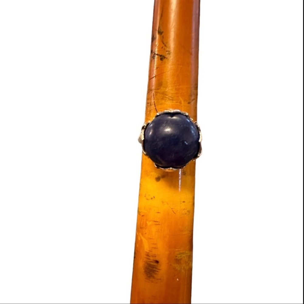 Barse 925 Large Lapis Lazuli Stone Size 7 Dark Blue Leaf Detailing